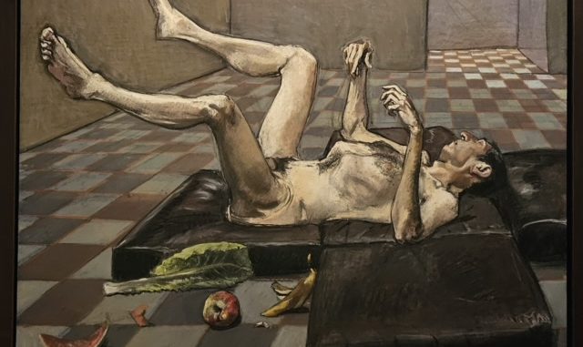 - Paula Rego malte auf Papier auf Aluminium den Nackten, der sich beim Erwachen zum Käfer verwandelt sah. Foto: Hans Gärtner